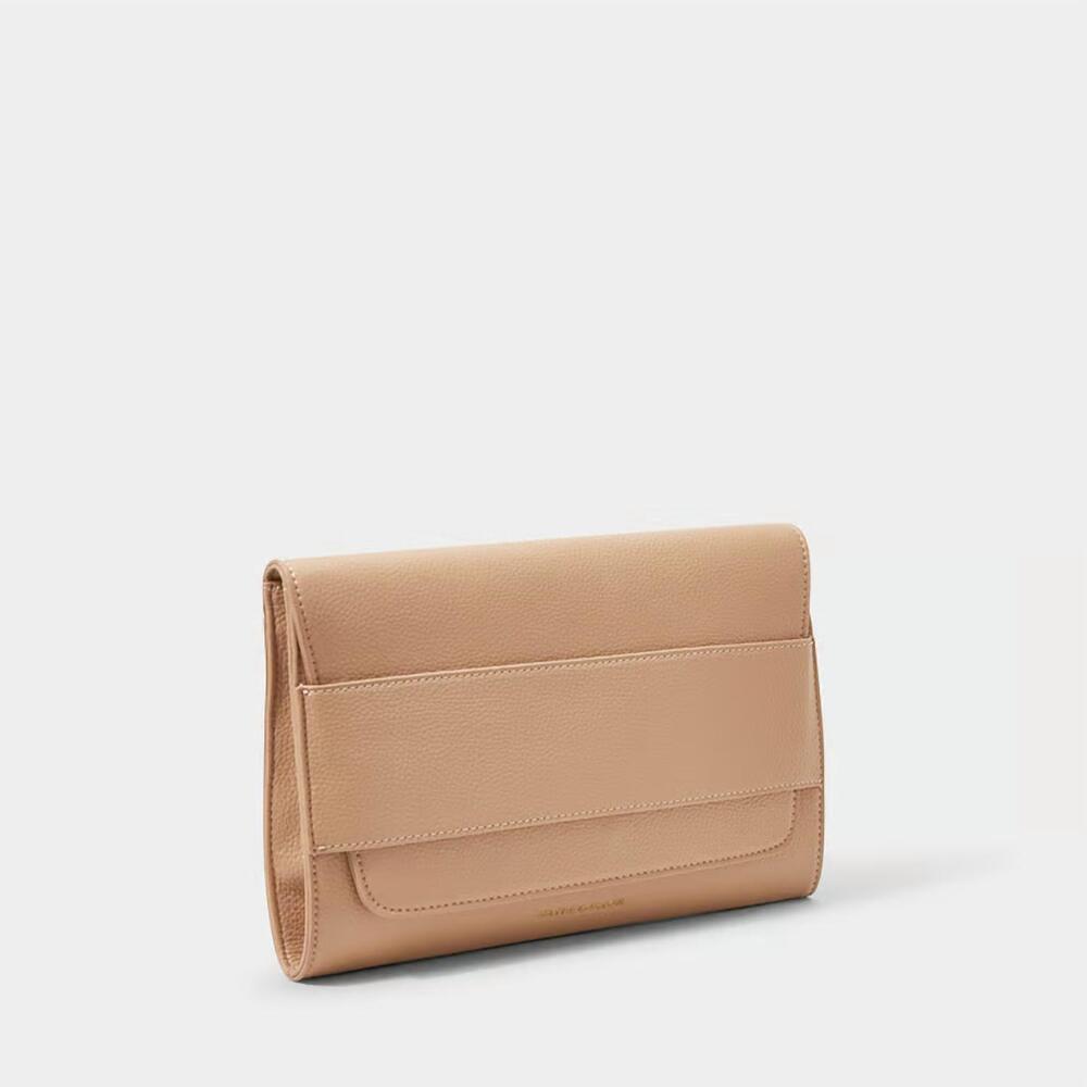 NEW KATIE LOXTON women's lila clutch in beige